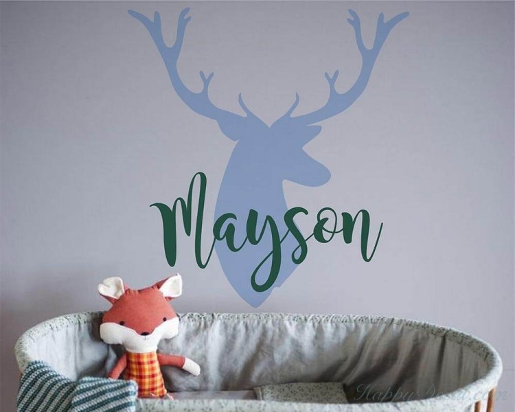 Personalized Deer Antlers Name Wall Decal